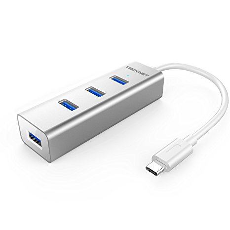 Type C Hub, TeckNet USB-C to 4-Port USB 3.0 Hub for USB Type-C Devices Including the new MacBook, ChromeBook Pixel and More (Aluminum)