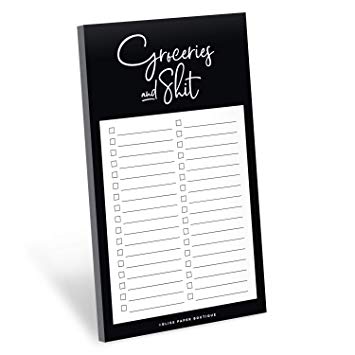 Bliss Collections Grocery List Pad for Fridge, Groceries and Shit Funny Tear Off Notepad for Refrigerator, 4.5 x 7.5 inches, 50 Sheets