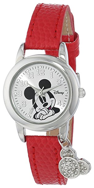 Disney Women's MK1042 Mickey Mouse Watch with Red Leather Band