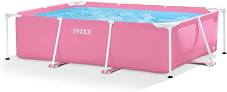 Intex 28266EH 7 Feet x 4 Feet x 2 Feet Rectangular Metal Frame Above Ground Outdoor Backyard Swimming Pool, Pink