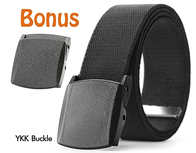 Men's Elastic Stretch Belt, JASGOOD Outdoor Plastic Belt with Removable Buckle Hiking Belt 38mm