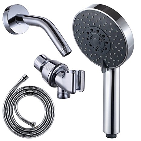 KES® DP501B Bath FIVE Function Handheld Shower Head with Extra Long Hose and Shower Arm Mount, Polished Chrome