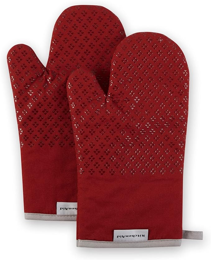 KitchenAid Asteroid Oven Mitt Set, 7"x12.5", Smoked Paprika Red, 2 Piece