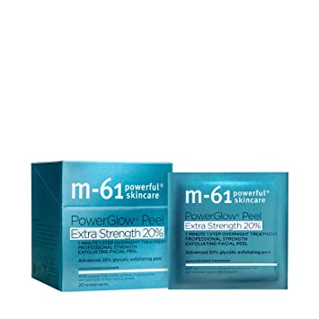 M-61 PowerGlow Peel Extra Strength 20% - 20 Treatments - 1 minute, 1 step advanced 20% glycolic overnight exfoliating glow peel