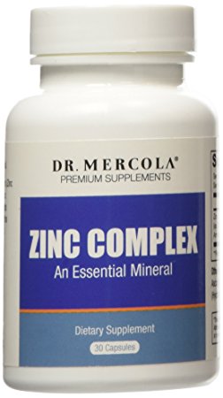 Dr. Mercola Zinc Complex - 30 Capsules - An Essential Trace Mineral - Contains Zinc Gluconate, Zinc Amino Acid Chelate, and Zinc Citrate