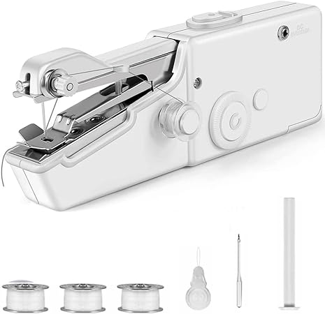 Handheld Sewing Machine, Sewing Machine for Beginners, Battery and USB Operated Mini Sewing Machines, Easy to Operate Portable Sewing Machine for Beginners(White)