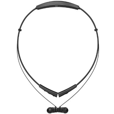 1byone Bluetooth 4.1 Ring Collar Wireless Stereo Headset, Neckband Music Headphones with Incoming Call Vibration Alerts for Smartphones and Tablets, Black