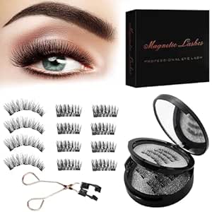 Magnetic Eyelashes without Eyeliner, No Glue 3D False Eyelashes Kit with Applicator Natural Looking Fake Lashes, Reusable & Quick & Easy - Black, 2 Types