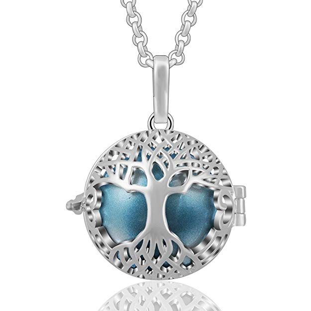 AEONSLOVE Silver Celtic Tree of Life Melody Harmony Ball Chime Bell Pendant Necklaces for Women Gifts