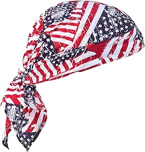 Ergodyne Chill-Its 6710CT Evaporative Cooling Dew Rag, Stars and Stripes,Stars & Stripes