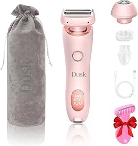 Dusk Razor for Women, The Glide Pro 3.0, Painless Shave, Digital Display for Underarms and Legs (Pink)