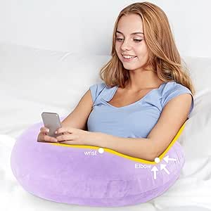 Reading Gaming Pillow Arm Rest for Bed Adult/Kid: Lap Desk Pillow for Sitting in Bed/Sofa/Floor-Compact Arm Support Pillow for Reading/Gaming/Working/Crocheting Improve Sitting Posture&Reduce Fatigue