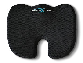 Coccyx Orthopedic Memory Foam Seat Cushion With ANTI-SLIP Bottom - Helps With Sciatica Back Pain - Perfect for Your Office Chair and Sitting on the Floor Gives Relief From Tailbone Pain.