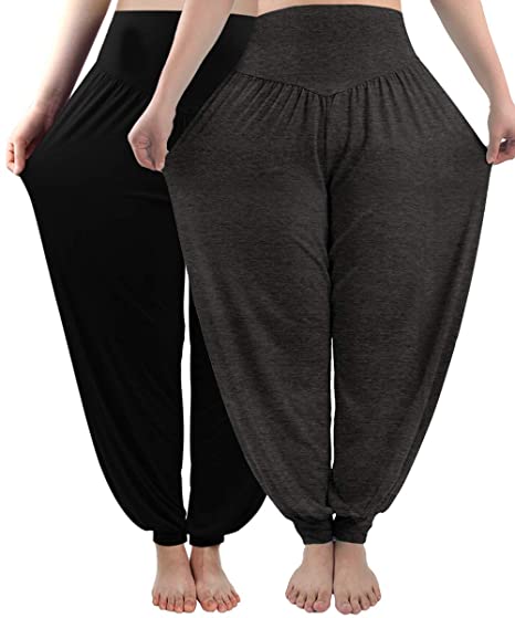 fitglam Women Harem Pants Yoga Pants for Women Genie Pants Boho Pants Modal Cotton Long Baggy Sports Workout Dancing Trousers
