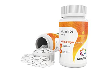 NutraBlast Vitamin D3 1500IU Cholecalciferol - Non-GMO - Supports Heart, Brain, Skeletal, Bone and Immune Health - Made in USA (100 Tablets)