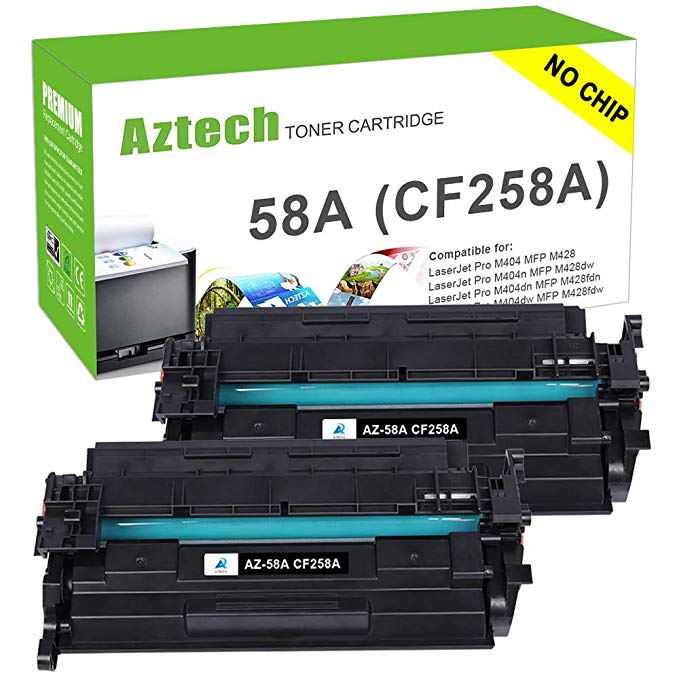 Aztech Compatible Toner Cartridge Replacement for HP 58A CF258A 58X CF258X M428fdw M428dw M404dn M404n No Chip (Black, 2-Pack)