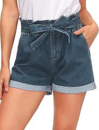 GRACE KARIN Women's High Waist Jean Shorts Casual Folded Hem Denim Jeans Shorts