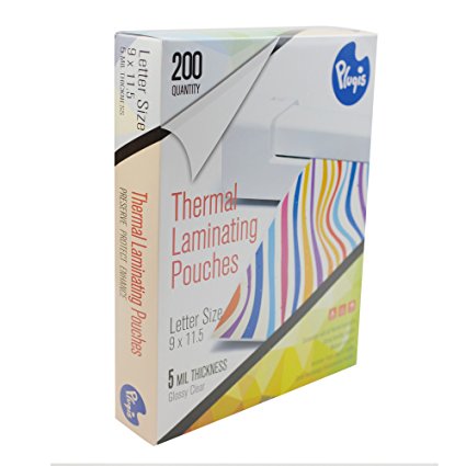Pluqis Universal Thermal Laminating Pouches For Letter Size 8.5 x 11 Inch, Clear 5 Mil, 200 Sheets