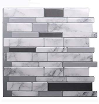 Vamos Tile Premium Anti Mold Peel and Stick Tile Backsplash,Stick On Backsplash Wall Tiles for Kitchen & Bathroom-Removable,Self Adhesive-10.62" x 10" (6 Sheets)