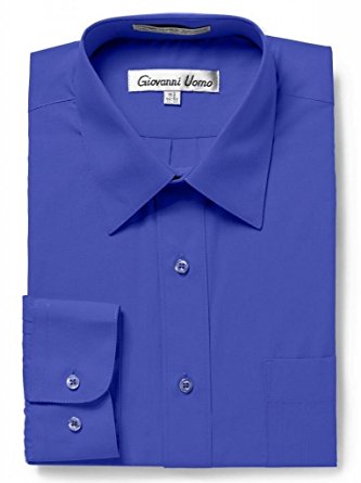 Gentlemens Collection Men's Regular Fit Long Sleeve Solid Dress Shirt - Available in Many Colors