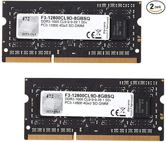 8GB G.Skill DDR3 PC3-12800 CL9 SQ Series Laptop Memory Dual Channel kit