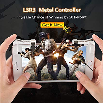 Mobile Game Controller Aimus L1R1 Sharpshooter Triggers Aiming Controller for PUBG/Knives Out/Rules of Survival, Fits for 4.5-6.5inch Android Phone/iPhone [1 Pair, Upgraded Metal Edition] (Clear)