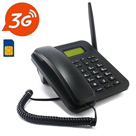 2017 Newest 3G Desk Phone, Sourcingbay M932 Classic 2.4” Dual Band Fixed Wireless 3G WCDMA Desktop Telephone for Business Family with Rechargeable Battery, SMS, Caller ID, Redial, Hands Free Functions