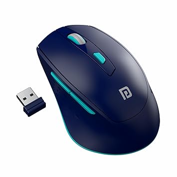 Portronics Toad 32 Wireless Mouse with 6 Buttons, 2.4 GHz Connectivity, 10m Working Range, Ergonomic Design, Adjustable Optical DPI, Auto Power Saving, for Laptop & PC (Blue)