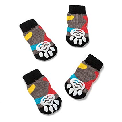 Pet Heroic Anti-Slip Knit Dog Socks&Cat Socks with Rubber Reinforcement, Anti-Slip Knit Dog Paw Protector&Cat Paw Protector for Indoor Wear, Suitable for Small&Medium Sizes of Dogs&Cats