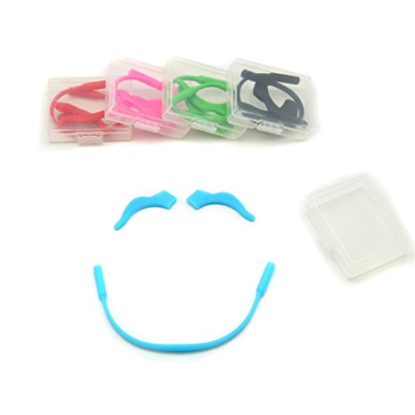 EnzoDate 3 Sets Pack Kids Glasses Silicone Cord & Stay Puts, Children Eyeglasses Ear Locks with Head Band Strap Retainer