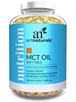 ArtNaturals MCT Oil Softgels Capsules (300 Count / 1000mg) - Keto Diet - Coconut Perfect Soft Gel Pills Ketogenic Diet Caprylic Acid C8 Medium Chain Triglycerides Ketosis Supplement