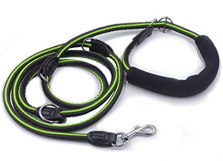 YOGADOG 8ft Multi-Function Nylon Rope Slip Dog Leash with Padded, Special Non-slip Design. For Medium and Large Dogs