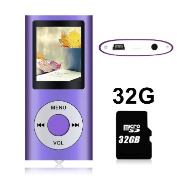Tomameri (SPN-01) 32 GB Micro SD Card Portable MP4 Player MP3 Player Video Player with Mini USB Port, Photo Viewer, E-Book Reader , Voice Recorder, Including USB charger and earphones ---in Purple