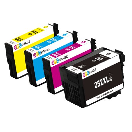 GPC Image 4 Pack Remanufactured Replacement Bulk Set for Epson 252XL (1 Black, 1 Cyan, 1 Magenta, 1 Yellow) for use in Epson All-in-One WorkForce WF-3620 WF-3640 WF-7110 WF-7610 WF-7620 Printer