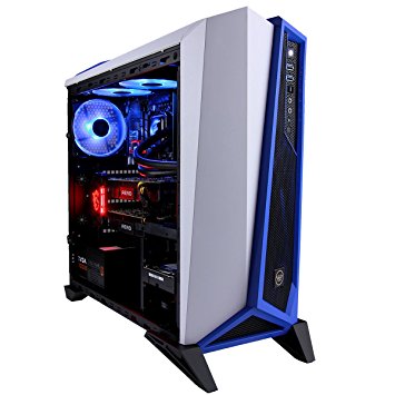 CUK Trion Custom Gaming PC (Liquid Cooled Intel i7-7700K, 32GB RAM, 512GB NVMe SSD   4TB SSHD, Dual NVIDIA GTX 1080 (16GB VRAM), Windows 10) Best New VR Ready Desktop Computer for Gamers (Blue/White)