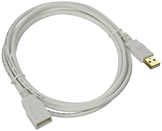 Monoprice 6-Feet USB 2.0 A Male to A Female Extension 28/24AWG Cable (Gold Plated), White (108606)