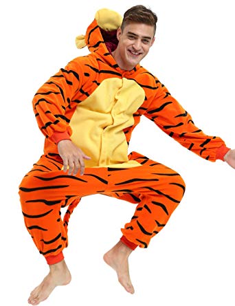 Tigger Onesie Costume for Adult and Teens, Halloween Animal Pajama Kigurumi Costume