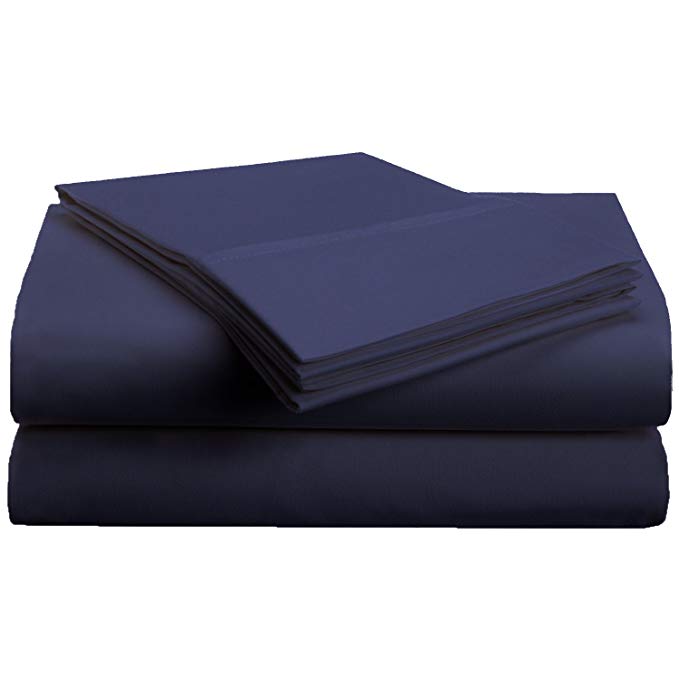 1500 Series 100% Brushed Microfiber 4-piece California King Bed Sheet Set Solid, Navy Blue - Deep Pocket, Super Soft and Wrinkle Resistant