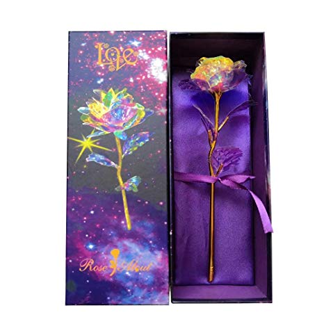 KIRIFLY Artificial Rose Gifts Fake Flowers Roses Presents for Women Plastic Cellophane Flower Birthday Anniversary Engagement Colorful Gifts