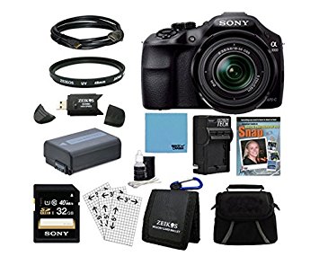 Sony a3000 alpha a3000 ILCE-3000K/B, ILCE3000, Interchangeable Lens Digital 20.1MP Camera Bundle with 32GB High Speed Card, Spare Battery, Rapid Charger, SLR Guide DVD, UV filter, Padded Case, Mini HDMI Cable   More