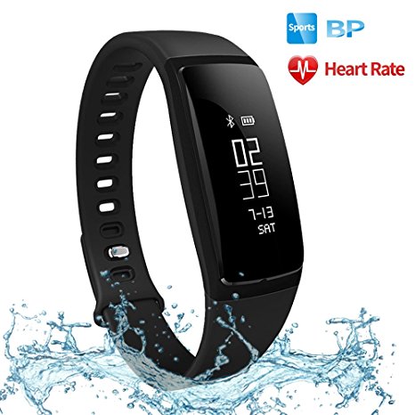 Fitness Tracker, TONSUM Heart Rate Monitor Sports Blood Pressure Smart Wrist for iPhone and Android Smart Phone Bluetooth 4.0
