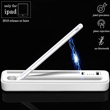 Stylus Pen for Apple iPad Pro Palm Rejection, Stylist Active Digital Pencil, Attaches Magnetically to Wireless Charging Power Bank Case, for iPad Pro Air 3rd Gen 11/12.9 Mini 5th Gen After 2018