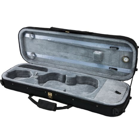 SKY 4/4 Violin Oblong Case Lightweight with Hygrometer Black/Grey