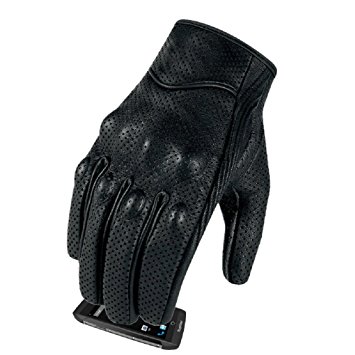 Full finger Goat Skin Leather Touch Screen Motorcycle Gloves Men/Women S,M,L,XL,XXL (Perforated, XXL)