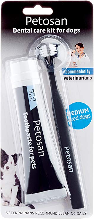 Petosan Pet Dental Kit, Double Headed Toothbrush and Toothpaste
