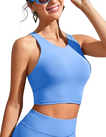 CRZ YOGA Women's Racerback Bikini Tops Quick Dry Modest Swimsuit Top Sports Padded Bathing Suit