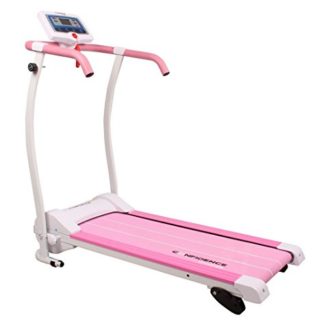 Confidence Power Trac Pro 735W Motorized Electric Folding Treadmill Running Machine Pink with 3 Manual Incline Settings