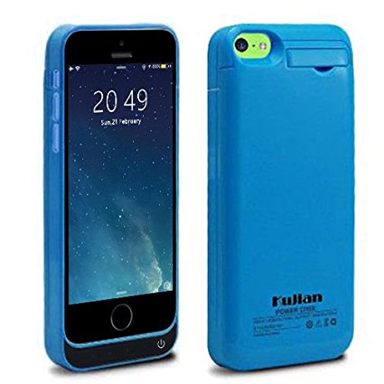 iPhone 5S / 5 Battery Case Charger Protective Rechargeable External Charging Case 2200 Mah for iPhone SE/5S/5/5C Slim Portable Backup Case Blue by Kujian