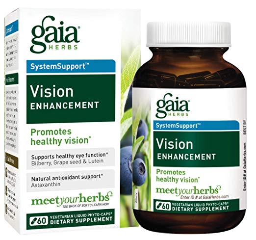 Gaia Herbs Vision Enhancement Vegan Liquid Capsules, 60 Count  - Daily Eye Health Vision Supplement with Lutein, Grape Seed Extract and Bilberry Antioxidants