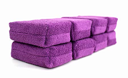 Immaculate Textiles - Professional Grade Microfibre Car Applicator Pads/Sponges - Pack of 8-12x8x4cm : Waxing - Polishing - Detailing - Cleaning - Valet